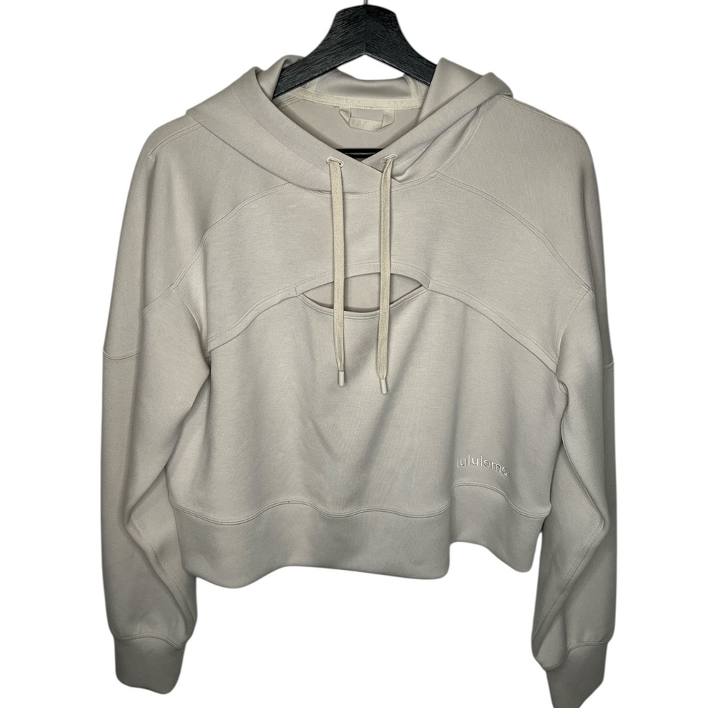 Lululemon Get Centred Crop Hoodie | White Opal | size: 6 - Picture 2 of 6